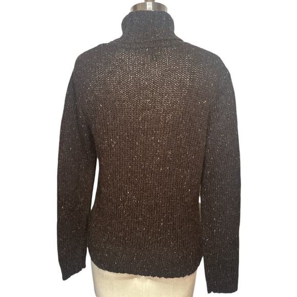 Ralph Lauren Chaps Brown Alpaca Wool Blend Knit Sweater Shawl Collar Womens M - Picture 3 of 6